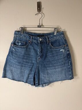 Sincerly Jules Medium Blue Distressed Denim Cutoff Shorts
